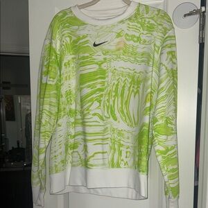 Nike Lime Green and White Abstract Sweatshirt
